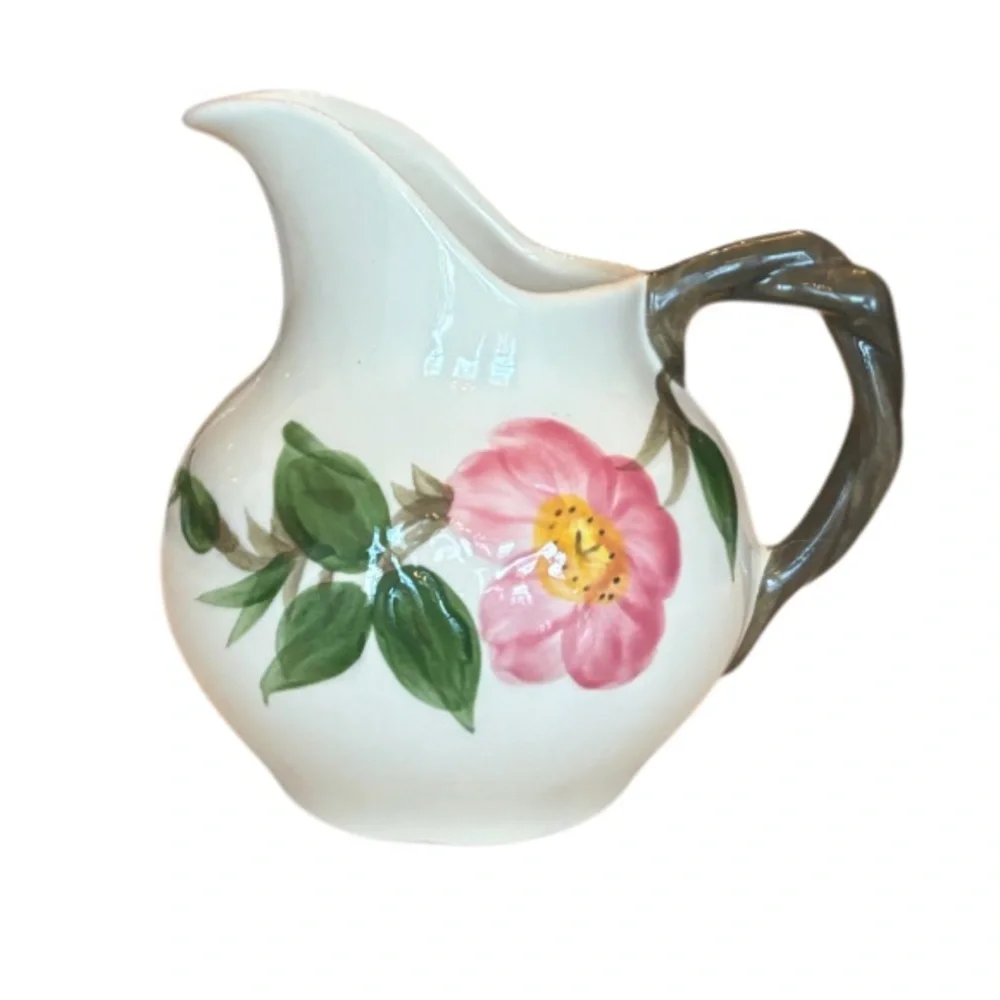 Vintage Franciscan Desert Rose Creamer Pitcher RARE Antique White Ivory Pink
